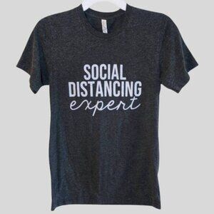 BELLA + CANVAS Graphic Tee Womens Size Small Gray Funny Social Distancing Expert